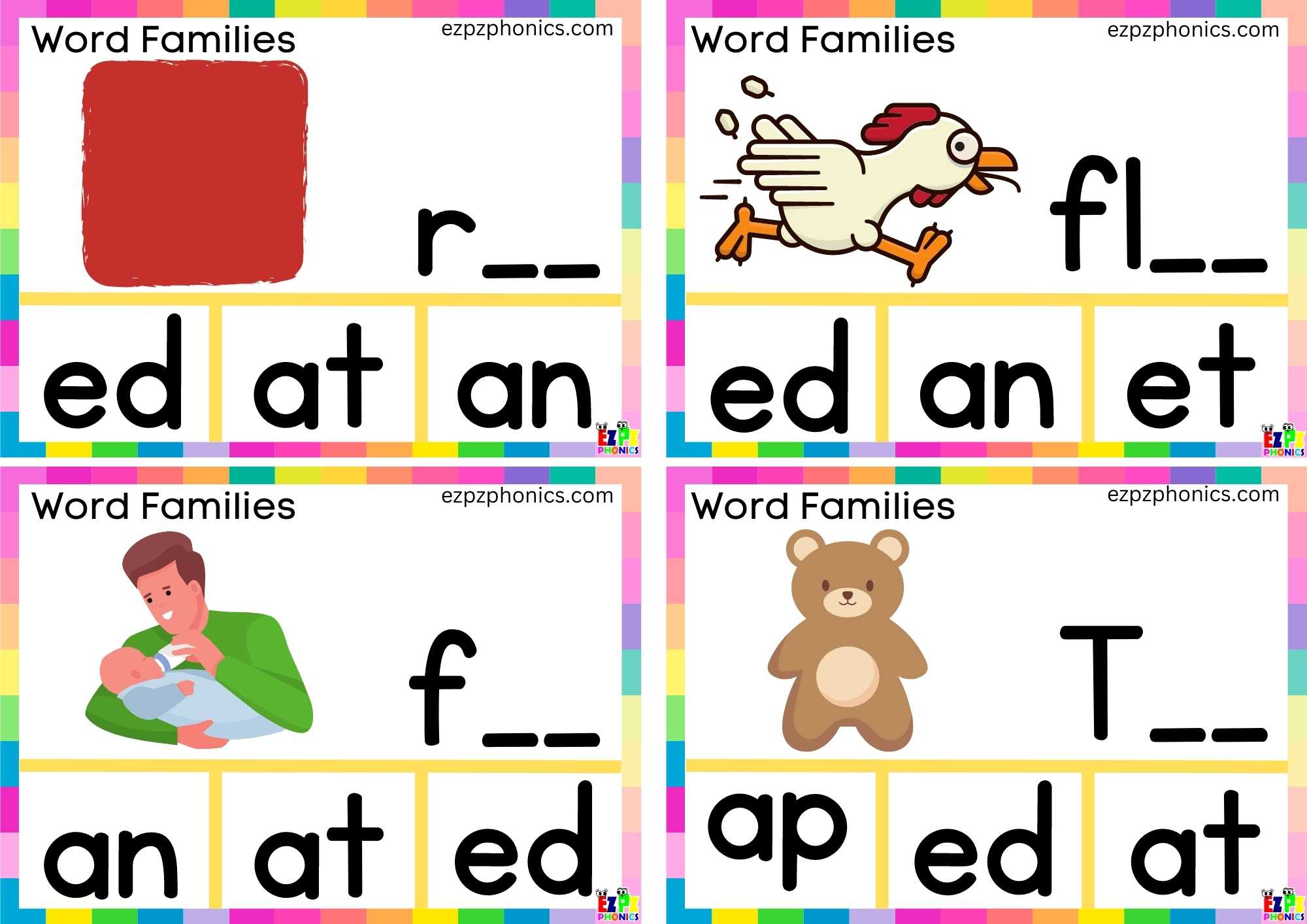 ed Word Family Finish the word and clip the correct letters clip cards group 2